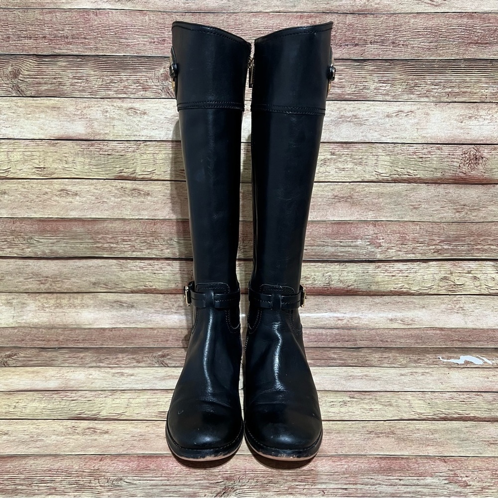 Micheal Kors Black Leather Tall Riding Boots - Picture 5 of 11
